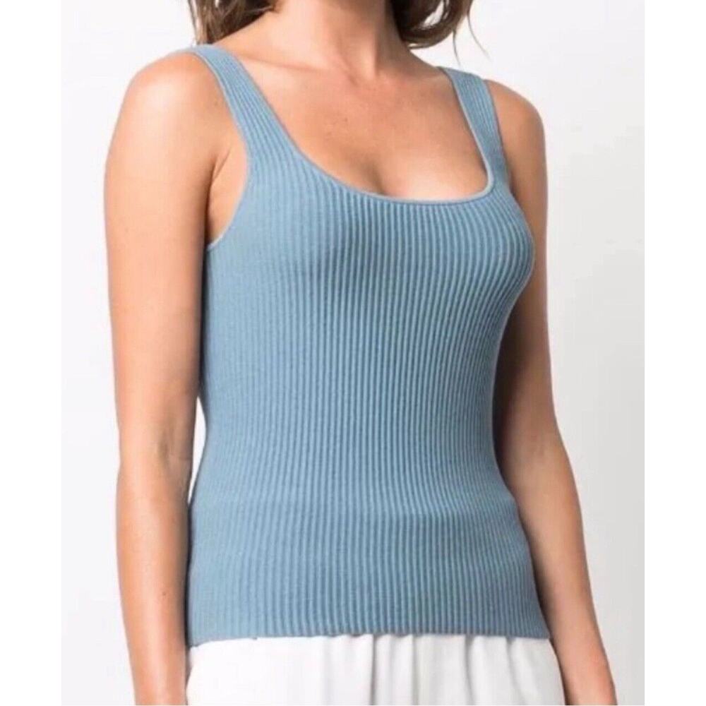 12 Storeez Ribbed Knit Square Neck Tank Top